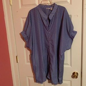 Blue & White Cotton Tunic midi length measurements are listed